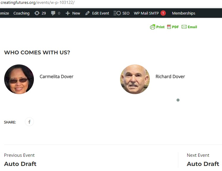 event auto draft issue in footer